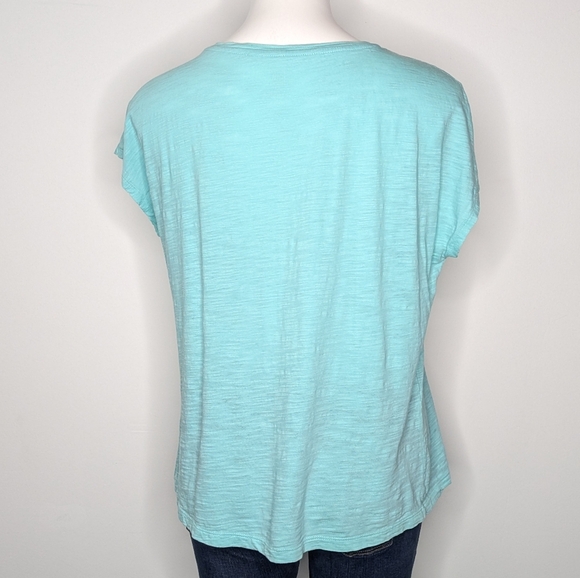 J Jill Blue Scoop Neck Slub Short Sleeve Cotton T-shirt S - Picture 4 of 6